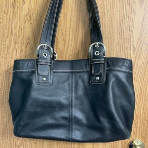 Black Leather Coach Tote Purse Shoulder bag